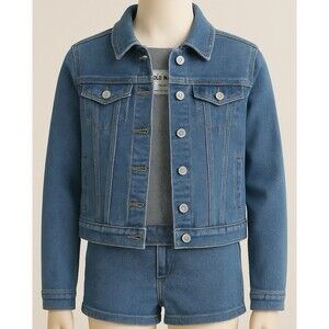 Old Navy Kids Denim Jacket XL 14-16 Classic Blue Jean Trucker Style Stretch
